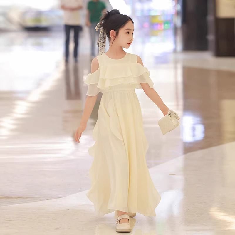女童夏装连衣裙夏季2025新款女孩公主裙洋气儿童夏天甜美露肩裙子
