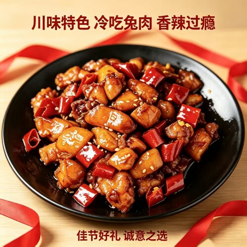 官方正品川麻妈冷吃兔肉开袋即食香辣兔丁兔肉卤味解馋麻辣夜宵