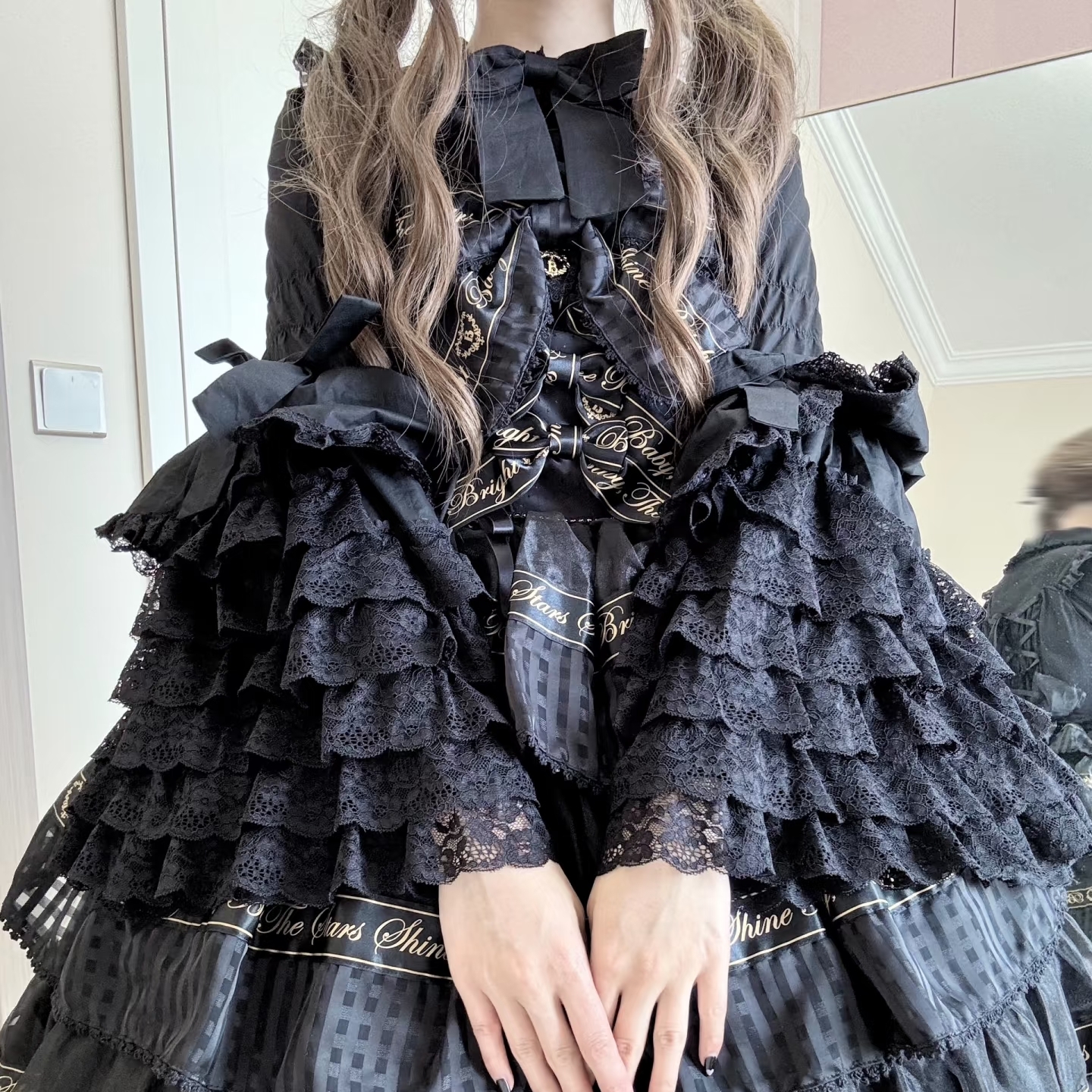 哥特风收腰lolita姬袖衬衫内搭