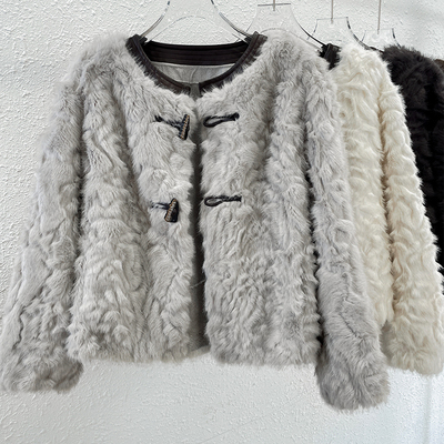 小香风皮毛一体短款毛毛外套女秋冬季2025新款时尚年轻款貂绒皮草