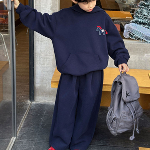 SAELAC男童连帽卫衣套装潮帅气时髦韩版卫裤两件卡通小马运动服