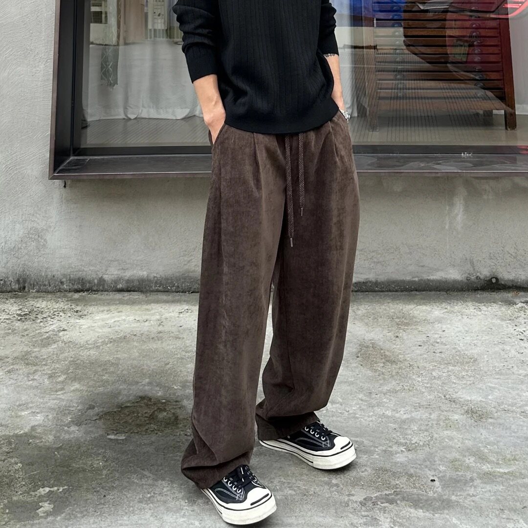 秋季美拉德直筒复古宽松弯刀裤图片