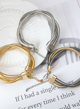 缠绕弹簧女个性手镯手饰不锈钢