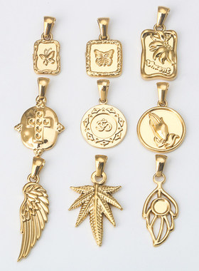 男女翅膀枫叶祈祷之手项链不锈钢