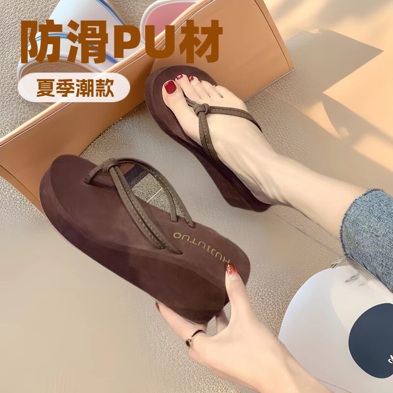 人字拖女eva外穿欧美风高跟高跟鞋夏季凉鞋厚底增高夏天凉拖鞋