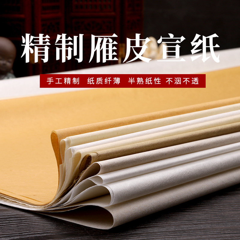 纸纯雁皮纸桑皮纸构皮纸仿古做旧纸临摹拓片超薄扎花蝉翼宣纸半生半熟