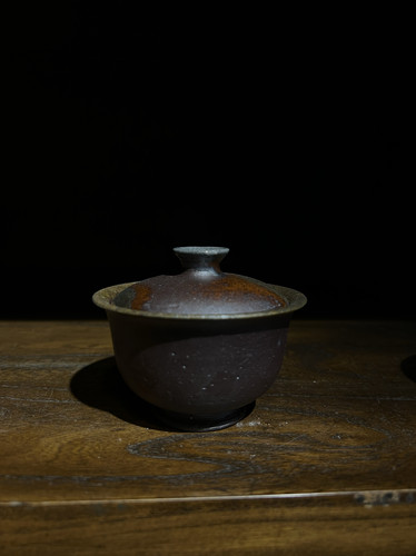 柴窑柴烧粗陶泡茶盖碗100cc