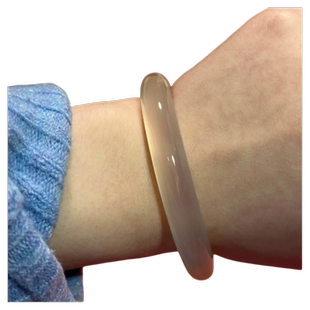 香槟色玉髓手镯高冰种马料原色荔枝冻扁条玉镯白月光正品独龙玉