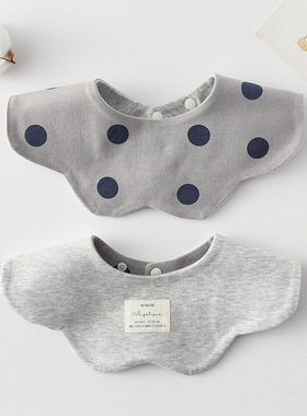 跨境韩国ins婴儿围兜新生儿口水巾宝宝围嘴纯棉双面带儿童口水兜