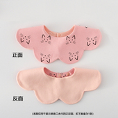 外贸同款 婴儿口水巾纱布A类花瓣围兜纯色双面口水兜造型宝宝围嘴