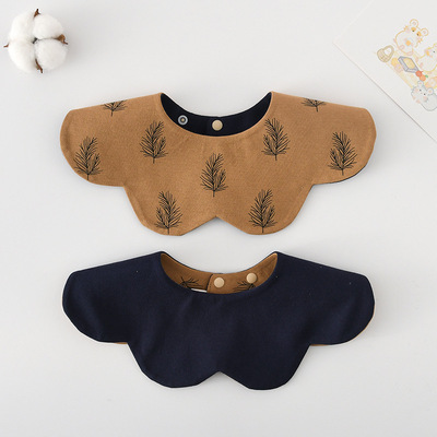 外贸ins婴儿旋转围兜新生儿口水巾宝宝围嘴纯棉双面带儿童口水兜