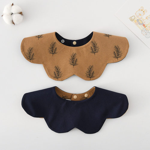 外贸ins婴儿旋转围兜新生儿口水巾宝宝围嘴纯棉双面带儿童口水兜