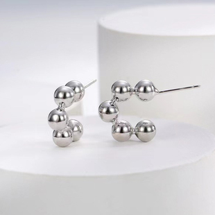 韩国 朴夫人个性圆珠耳环 合金耳饰铜镀金银针高品质耳钉