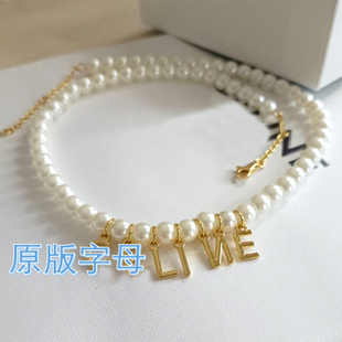 字母珠珠项链 韩国朴夫人同款原版字母珠子高品质项链锁骨链颈饰
