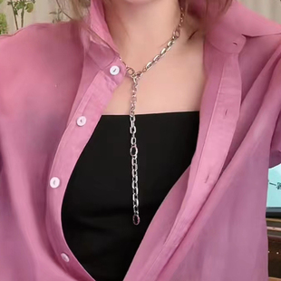 韩国朴夫人同款古欧美粗链条长款项链 高品质多种戴法个性毛衣链