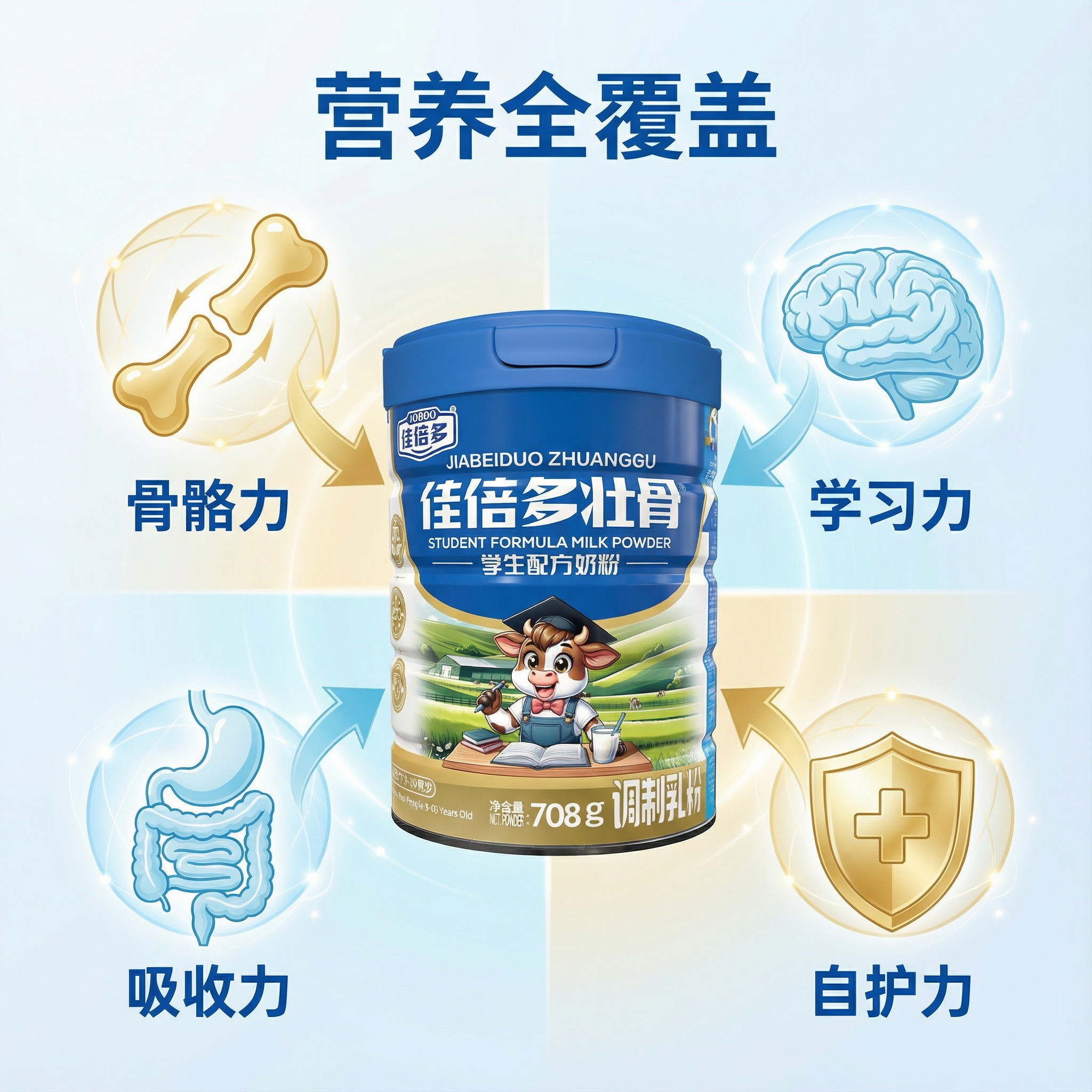 佳倍多壮骨学生配方奶粉正品保证DHA核桃肽牛脾肽儿童长高奶粉