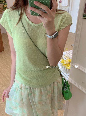 美度假风两件套套装针织衫+半身裙（裙里）两件套套装(不配包包)