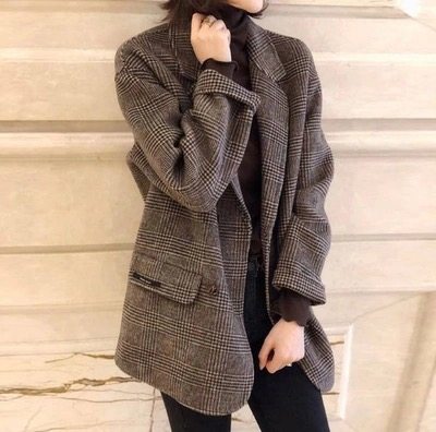2025年秋冬装呢子大衣风衣小个子英伦格子西装毛呢外套女