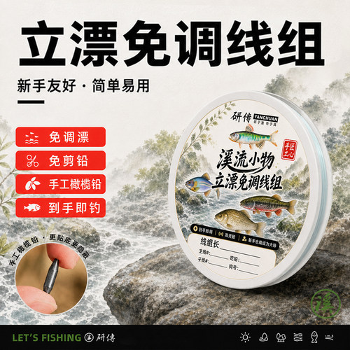 研传立漂通配线组0.4mm-0.6mm带钩竿稍绳溪流台钓小物钓线组4.5米