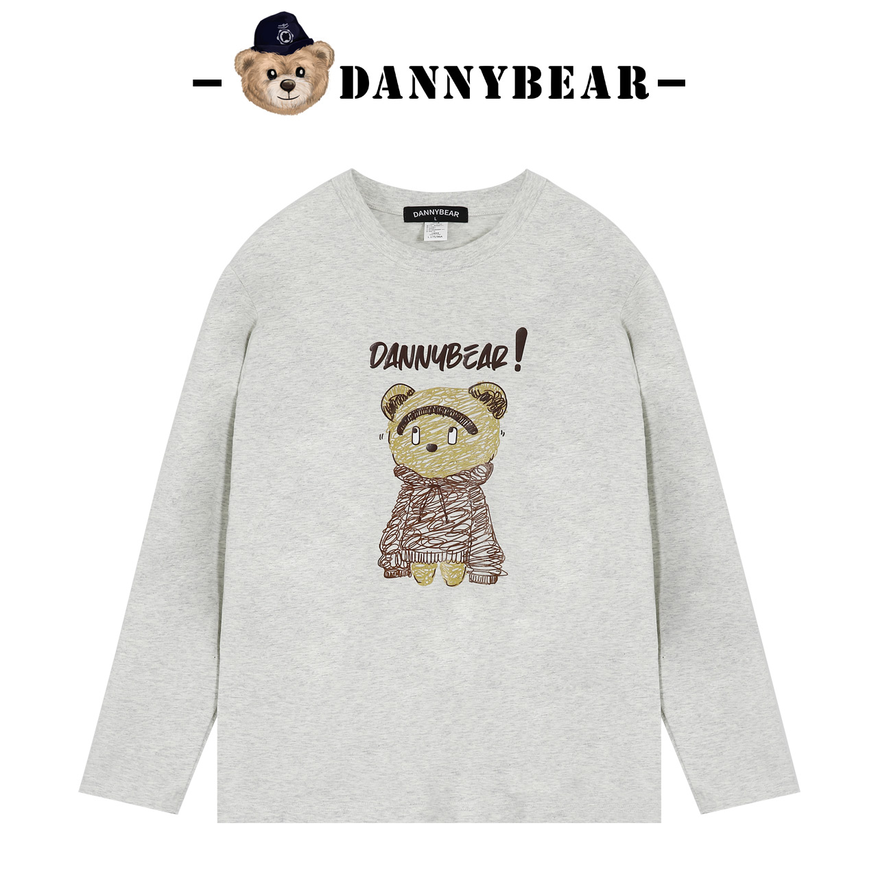 DANNYBEAR男女款慵懒熊长袖T恤宽松百搭情侣上衣DJY5885203