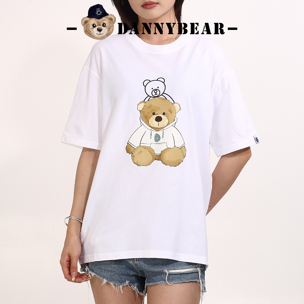 DANNYBEAR情侣小熊印花透气短袖男女轻奢时尚棉T恤DJY5885001-16