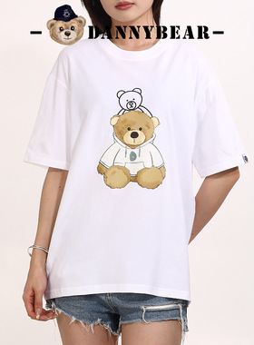 DANNYBEAR情侣小熊印花透气短袖男女轻奢时尚棉T恤DJY5885001-16