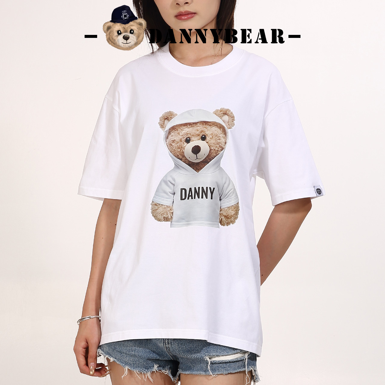 DANNYBEAR小熊款情侣轻奢T恤男女清爽透气休闲短袖DJY5885001-17