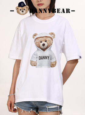 DANNYBEAR小熊款情侣轻奢T恤男女清爽透气休闲短袖DJY5885001-17