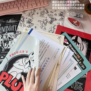 【迪士尼1OO周年系列】国誉kokuyo单片文件夹四色套装a4纸收纳册学生试卷整理收纳袋档案资料册单片夹保护套