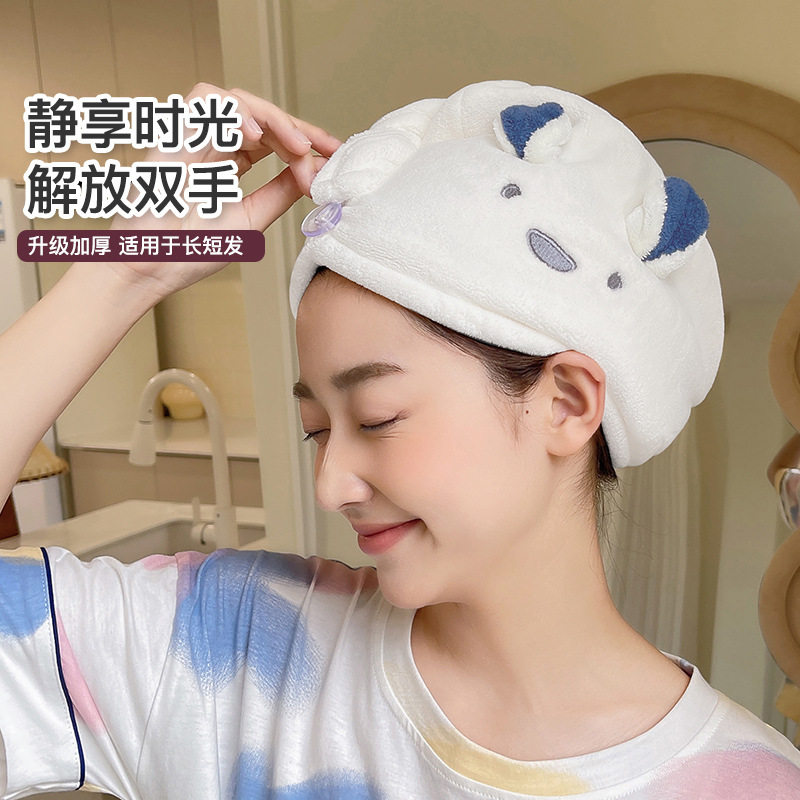 日韩卡通兔耳朵干发帽加厚三角巾干发毛巾