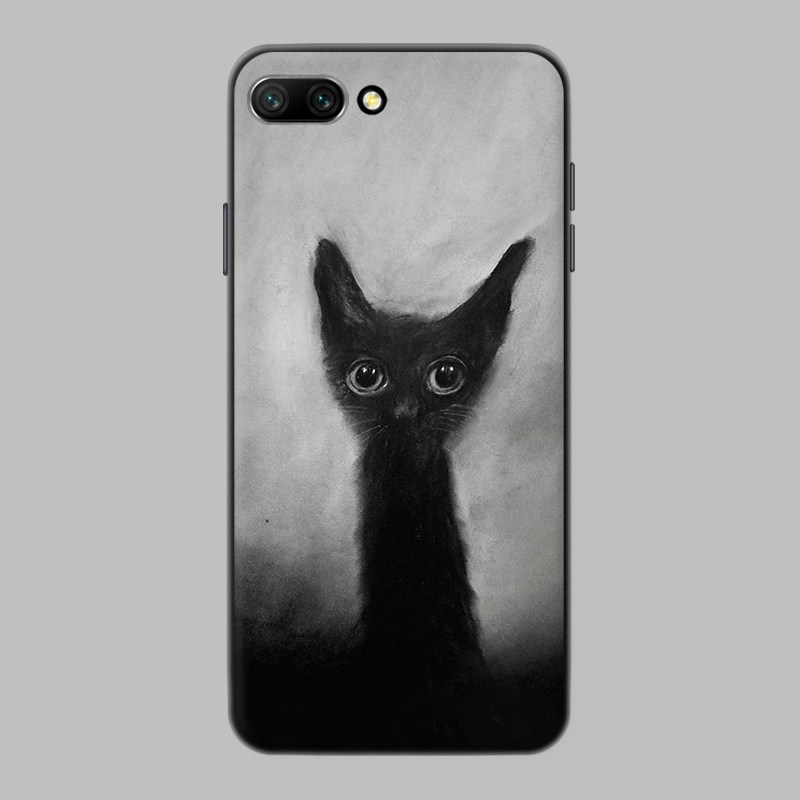 适用于插画小猫荣耀30S手机壳50se/20/10文艺v30pro软可爱60冷淡v40