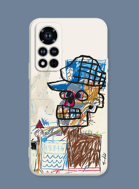 适用于创意手机壳荣耀30s/50pro白色硅胶软v30/v40街头艺术涂鸦潮60