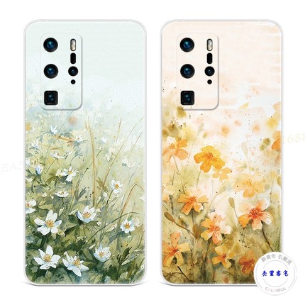 文艺菊花适用于华为p60手机壳P50p40p30p20pro+小碎花p10p9plus小清新女款超薄简约软e十art