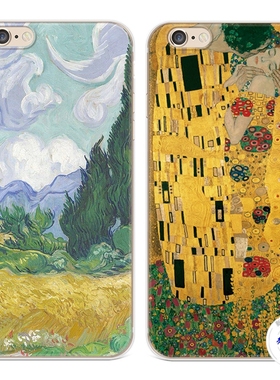 适用于吻油画iphone7plus苹果13手机壳6s8文艺梵高14promax女款软5se第一1二2三3代五六七八