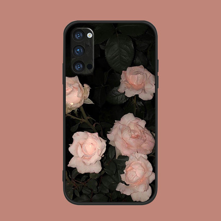 适用于ace2手机壳oppo硅胶finx3Pro/2粉色玫瑰花reno/5/7se防摔r17