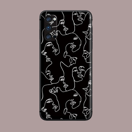 适用于oppo手机壳Findx3pro/Reno/5/7se北欧抽象硅胶ace2/R17/R15