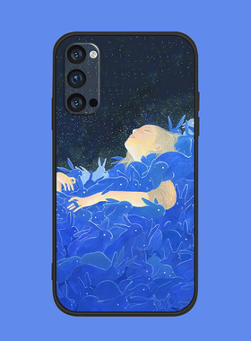 适用于艺术插画手机壳oppo美术生findx3/2可爱renopro/5/7液态硅胶