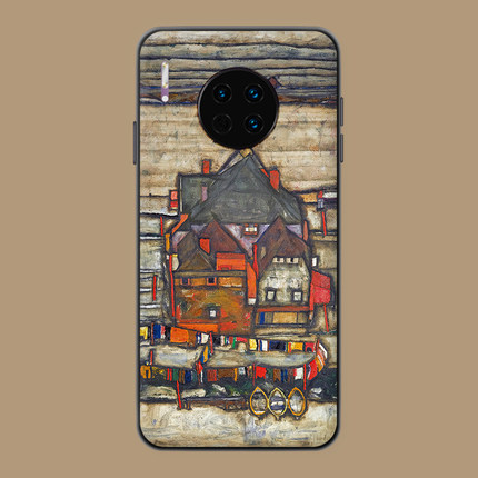 适用于彩色房子手机壳华为mate40Pro/30席勒复古油画20x艺术10美术9