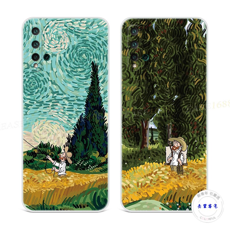 适用于复古油画华为nova5pro手机壳6se3i4e2s法式文艺z梵高抽象个性