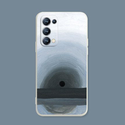 适用于oppo手机壳reno/5pro/7se液态硅胶findx3/ace2/r17冷淡日出