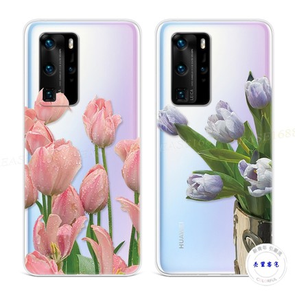 唯美花卉适用于华为p40手机壳P60P50p30p20pro+文艺小清新p10p9plus女款透明轻薄软e十art
