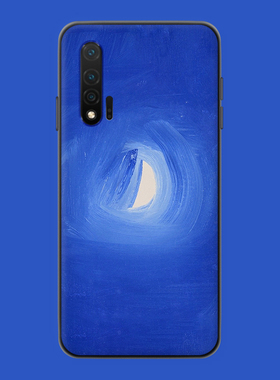 适用于油画蓝色月亮手机壳华为nova7pro美术9/8se艺术5i/4冷淡磨砂
