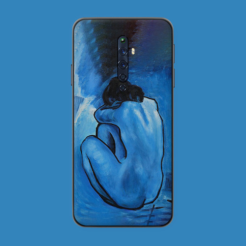 适用于毕加索手机壳oppo艺术reno/5pro/7se美术findx3蓝色忧郁ace2