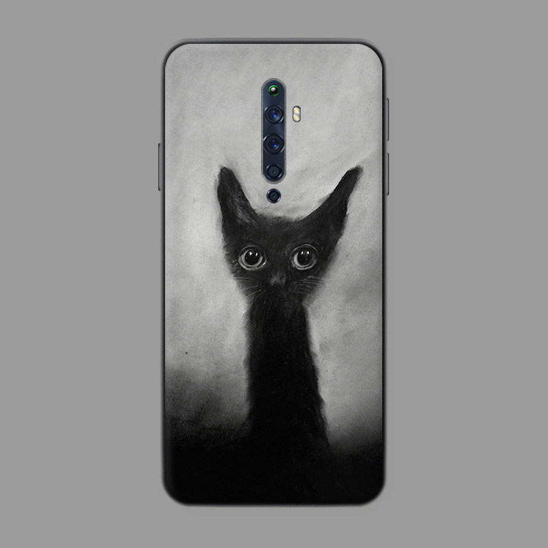 适用于可爱小猫oppoFindx3手机壳reno/5pro/7se/ace2插画R17/R15软
