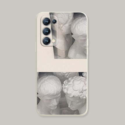 适用于oppo手机壳Reno/5pro/7se硅胶r17/ace2/findx3石膏雕塑画r15