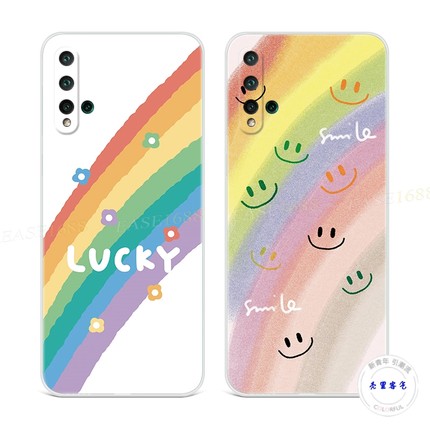 水彩彩虹适用于华为nova5pro手机壳6se3i4e2s少女心z文艺小花笑脸薄