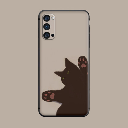 适用于奶凶猫咪oppo手机壳findx3文艺r17/R15简约reno/5pro/7/ace2