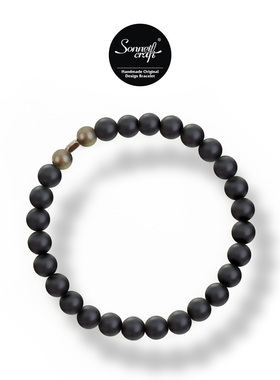 西美社Op.08原创手作设计ins风小众复古磨砂黑玛瑙男女生情侣手链