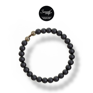 西美社Op.08原创手作设计ins风小众复古磨砂黑玛瑙男女生情侣手链