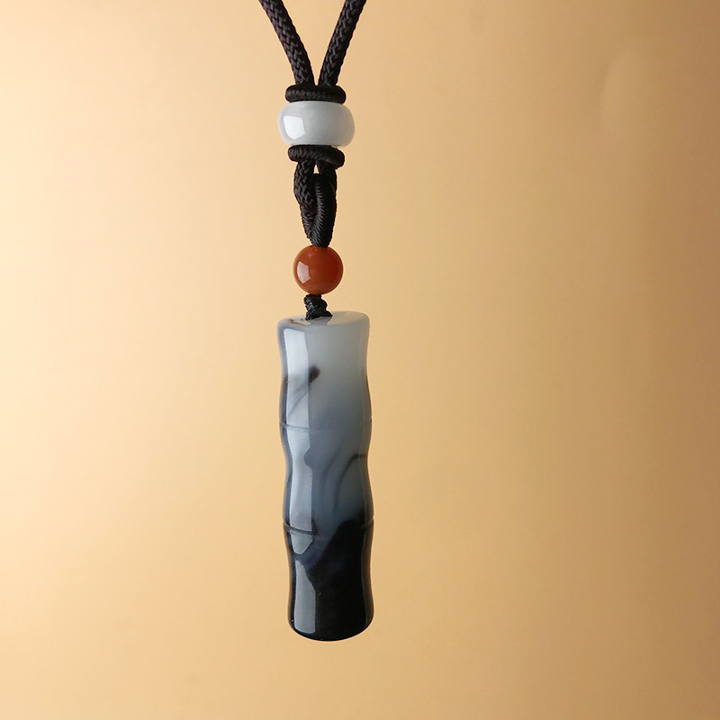 和田色玉竹子小玉吊坠节节高玉坠青花玉竹节竹报平安玉挂坠挂件